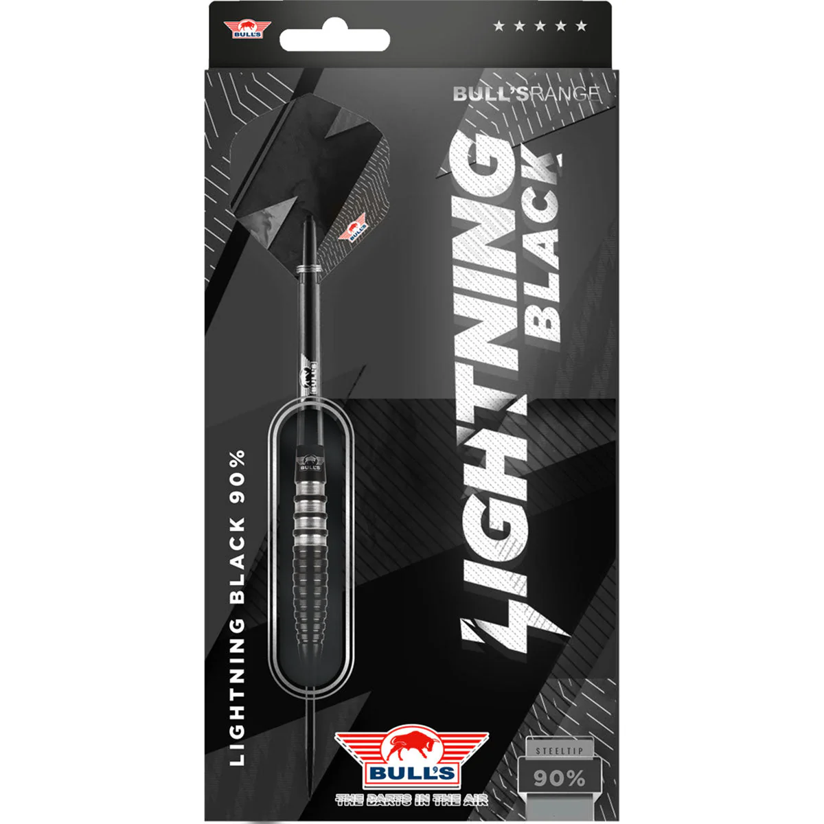 Bull's Lightning 90% Black Steel Tip Darts - Image 5