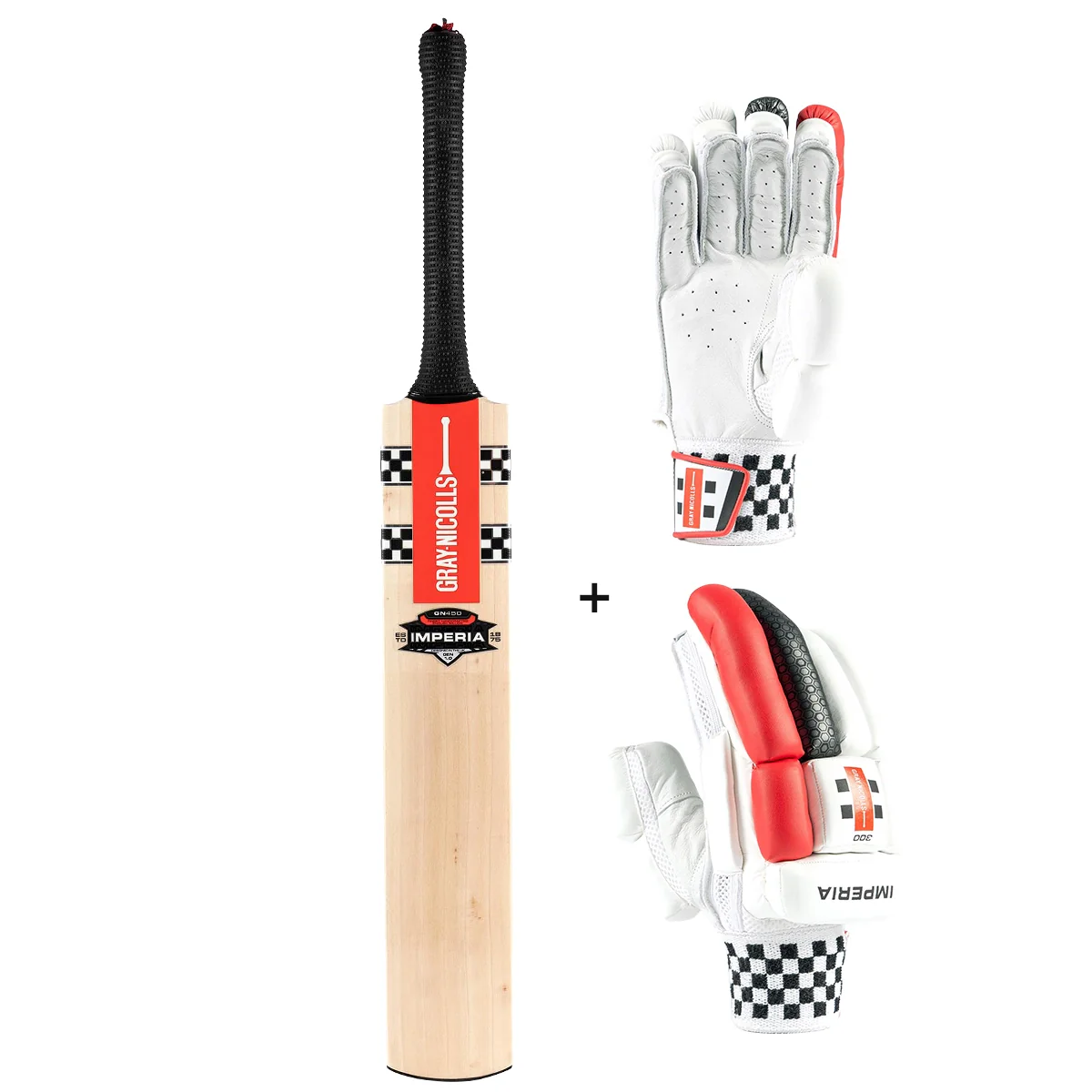 Gray-Nicolls Imperia 1.0 GN450 Cricket Bat, Gloves Bundle
