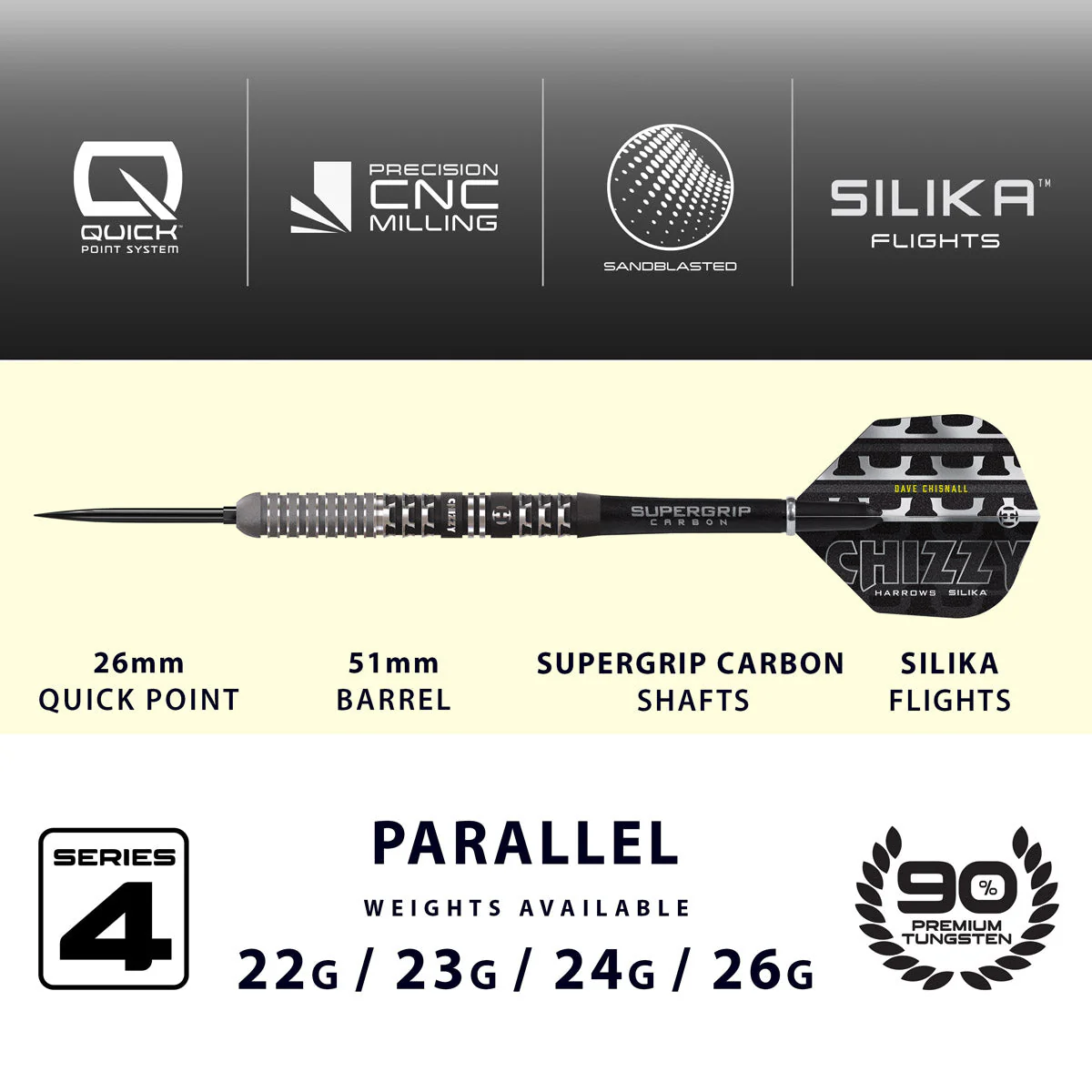 Harrows Chizzy 90% Series 4 Steel Tip Darts - Image 4