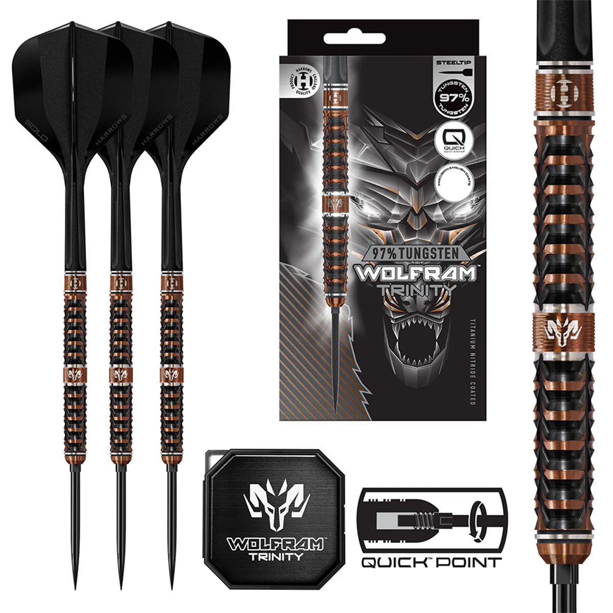 Harrows Wolfram Trinity 97% Steel Tip Darts