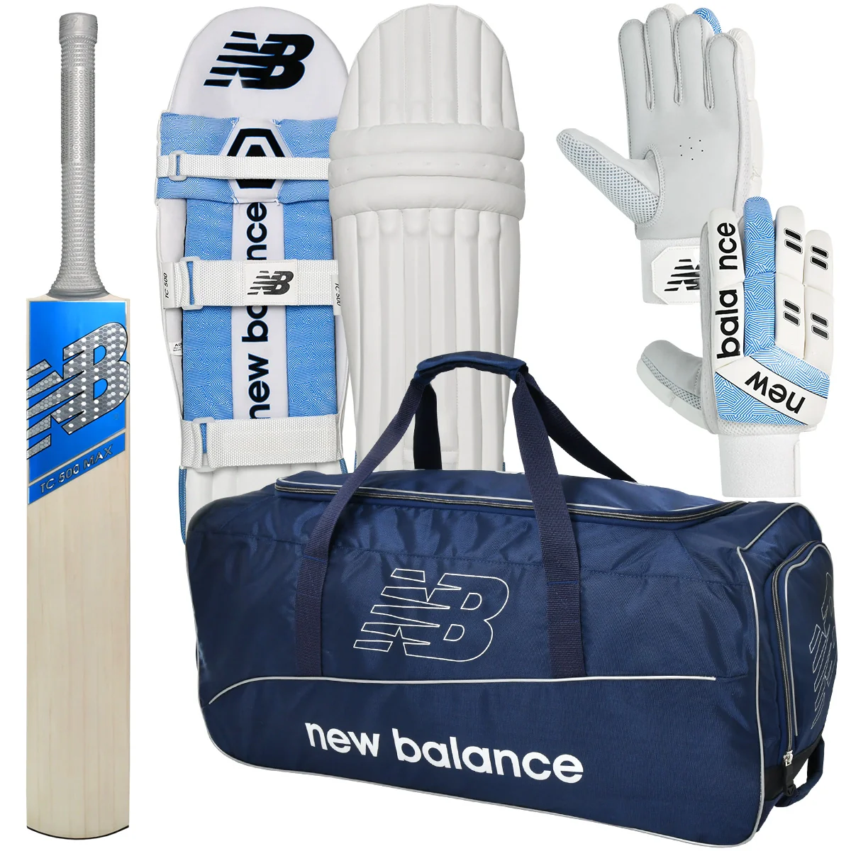 New Balance TC 500 Max Cricket Bat, Gloves, Pads & Bag Bundle - 2026