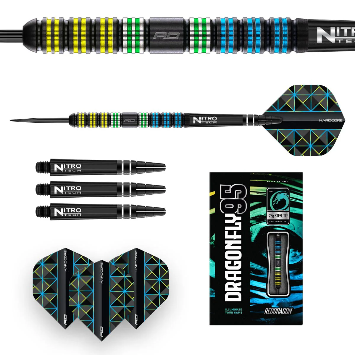 Red Dragon Dragonfly 95 Black - Parallel Steel Tip Darts - Image 2