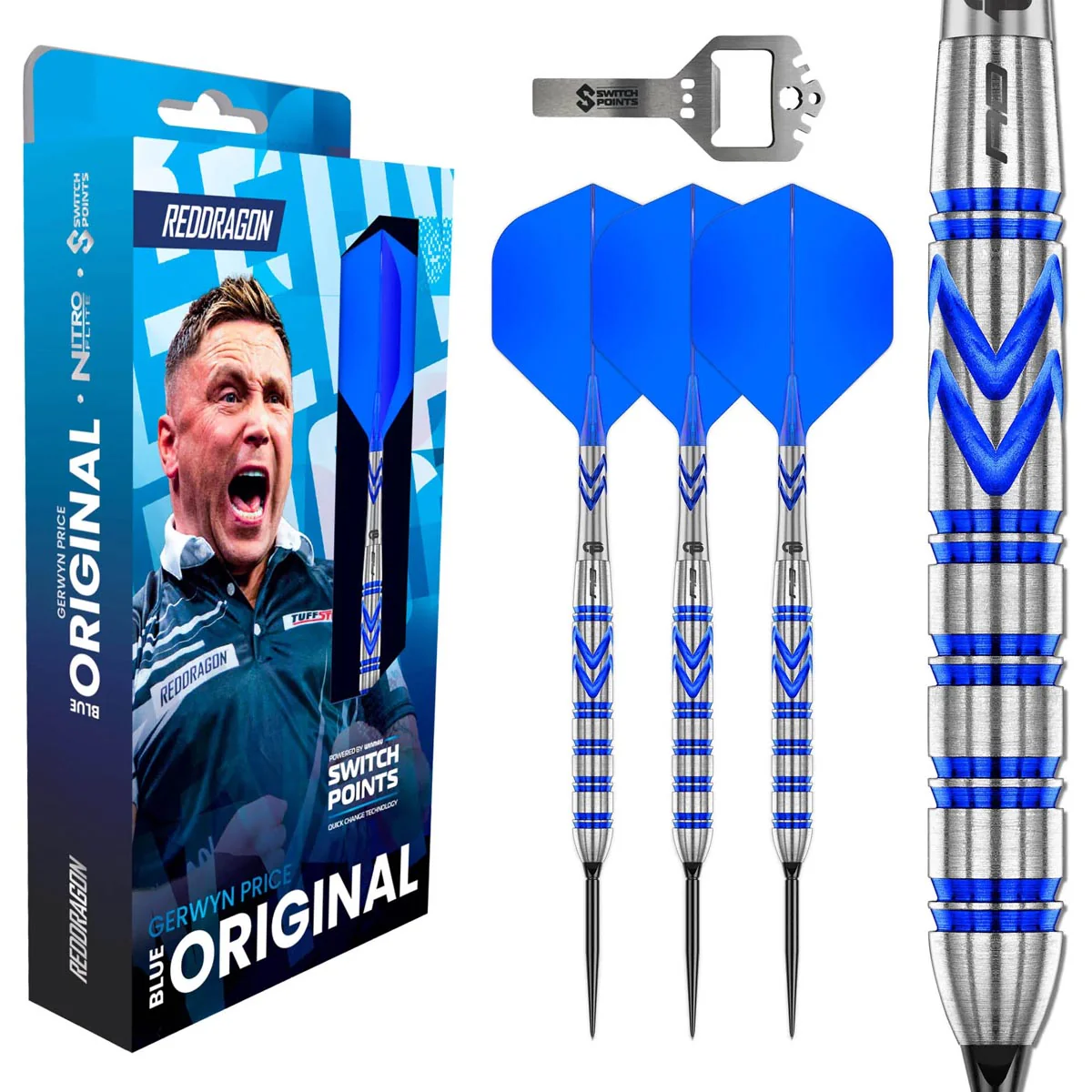 Red Dragon Gerwyn Price Iceman Blue 90% Switch Point Darts - Image 2