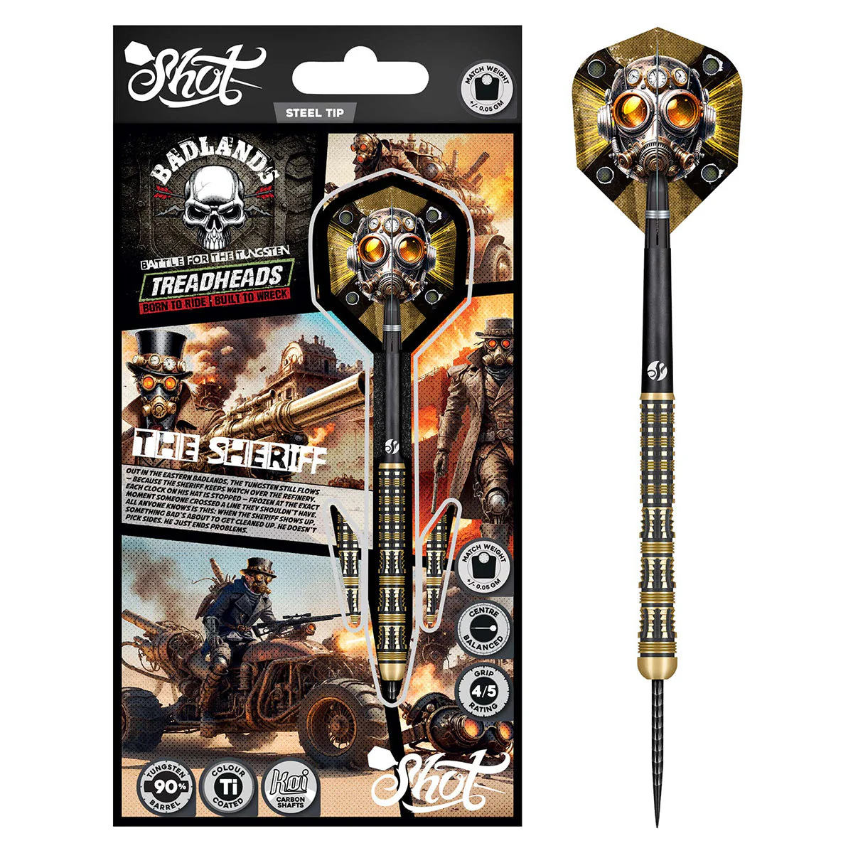 Shot Badlands The Sheriff 90% Tungsten Steel Tip Dart Set - Image 5