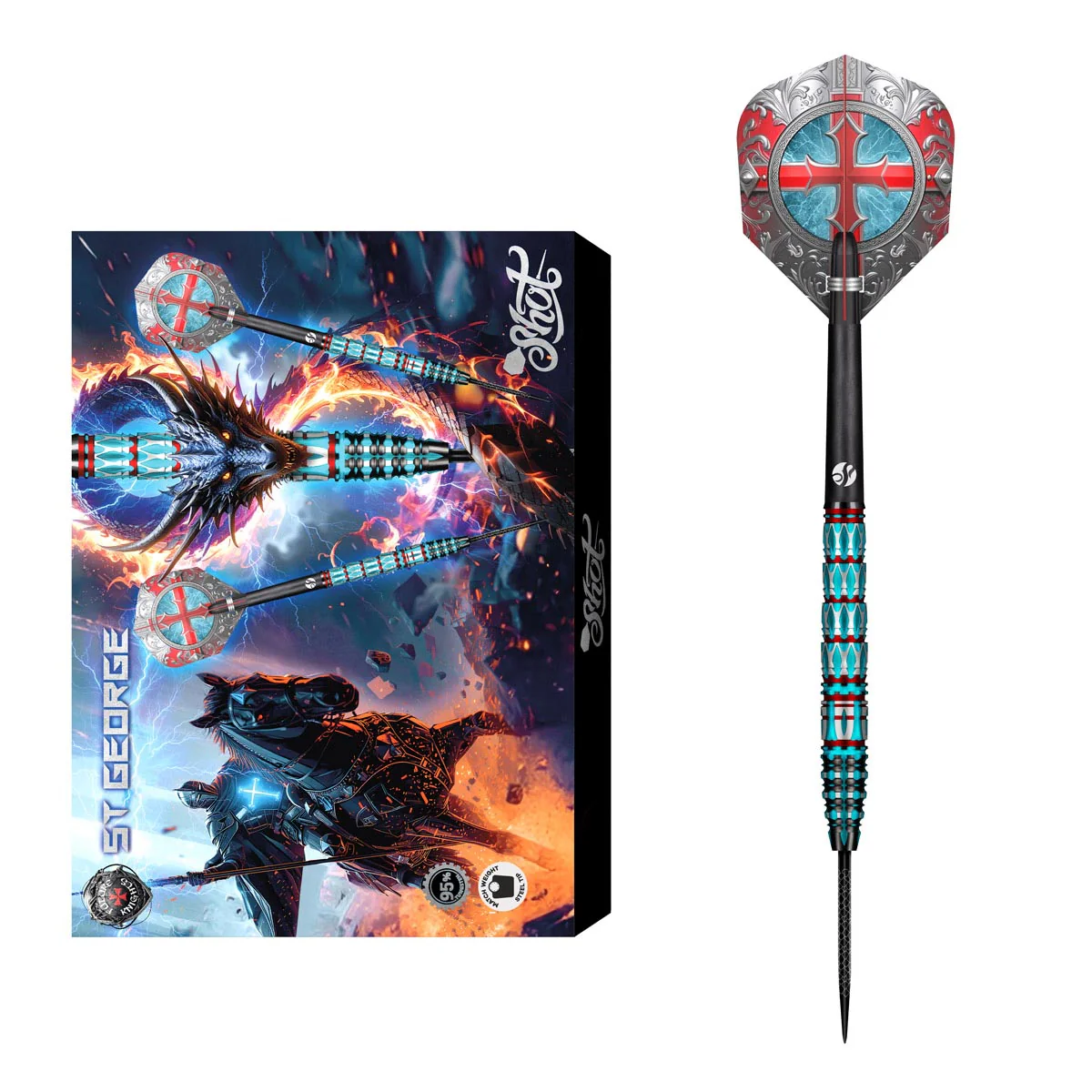 Shot Future Knights St George 95% Tungsten Steel Tip Dart Set - Image 5