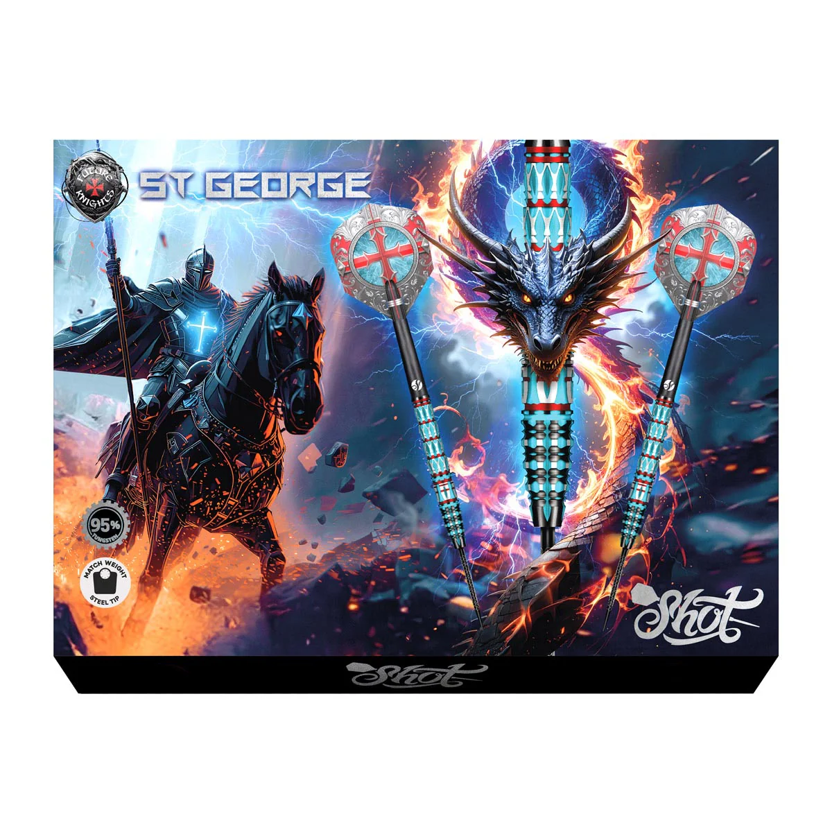 Shot Future Knights St George 95% Tungsten Steel Tip Dart Set - Image 7