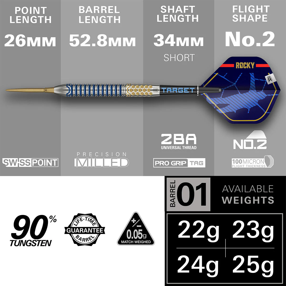 Target Josh Rock G1 90% Swiss Steel Tip Darts - Image 3